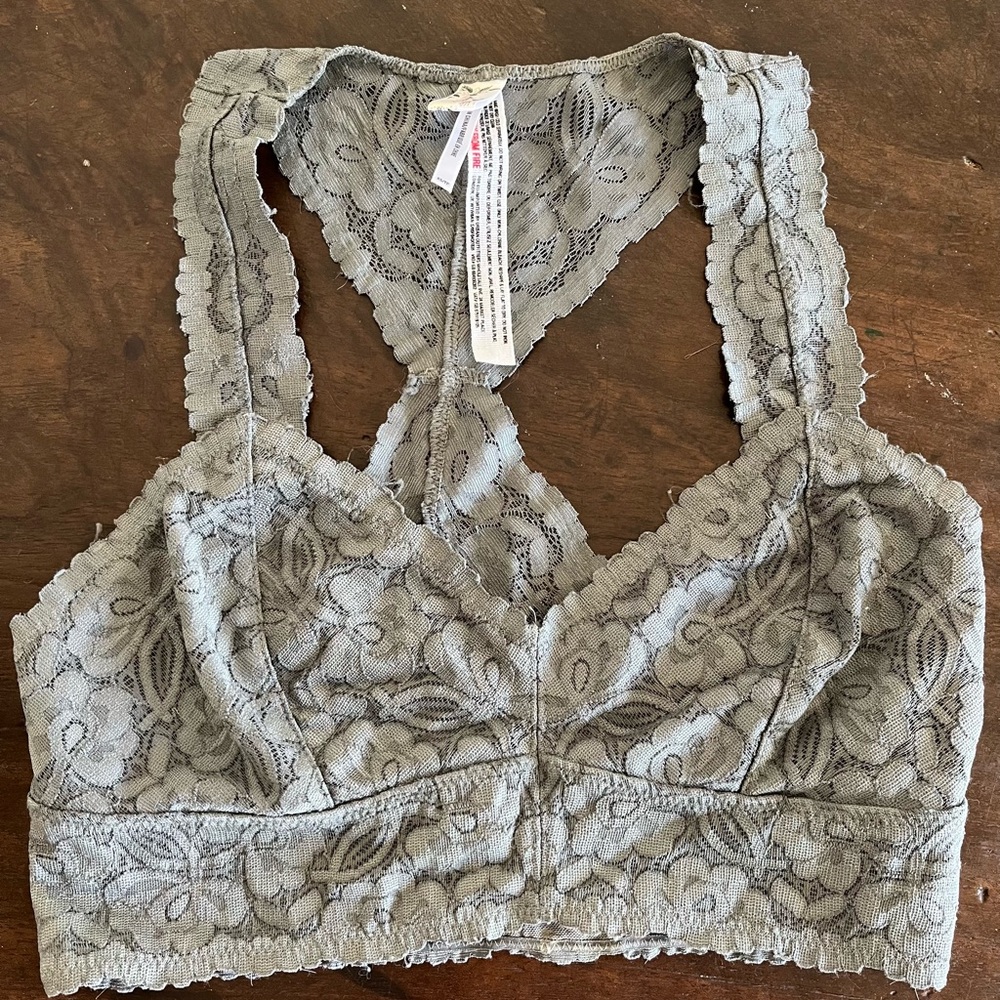 Free People Lace Bralette in Gray
